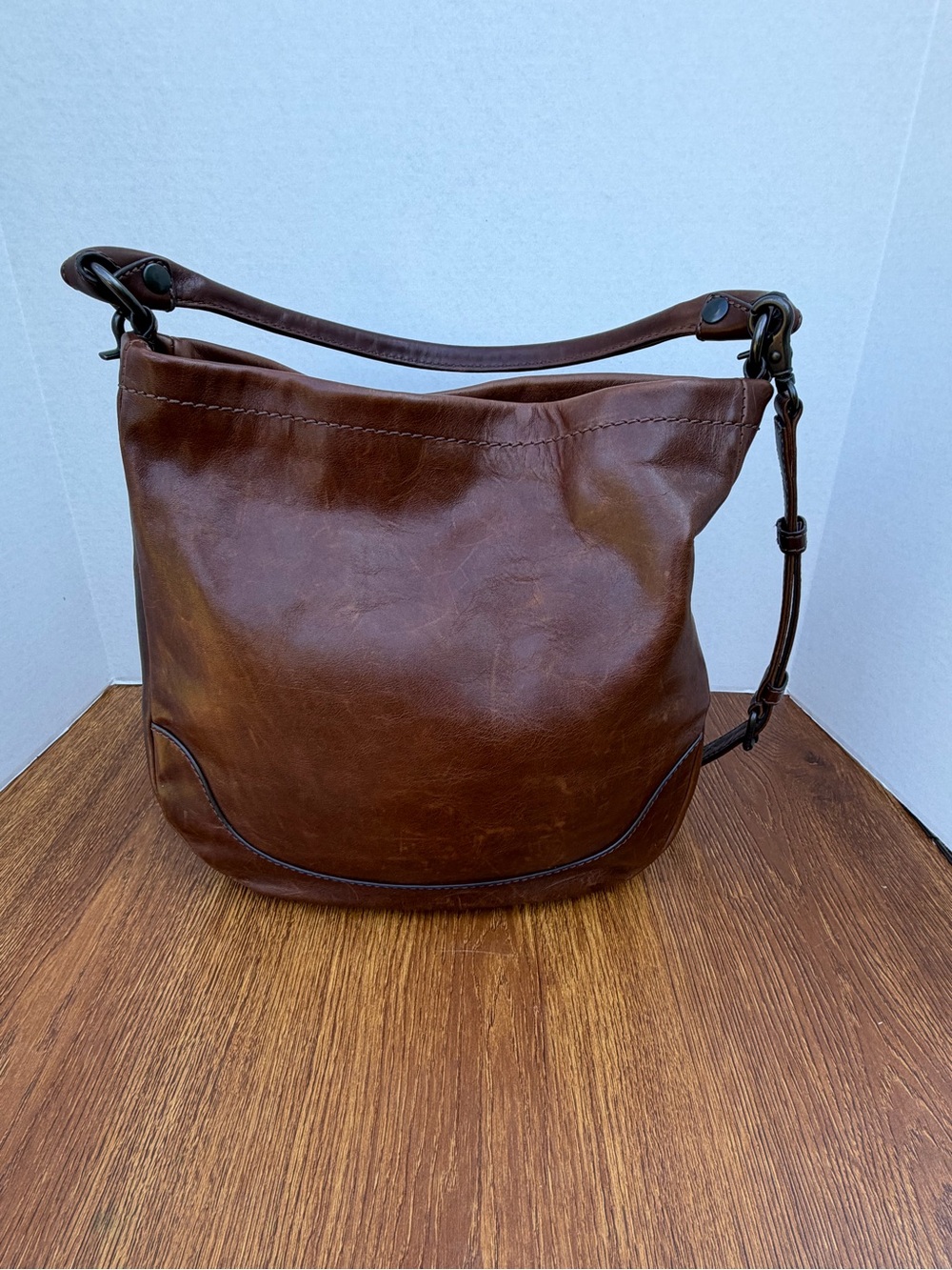 Frye Melissa Leather Convertible Hobo Crossbody Shoulder Bag Brown - Picture 10 of 16